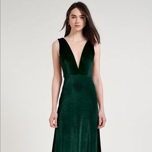 Jenny Yoo Logan Emerald Velvet Dress